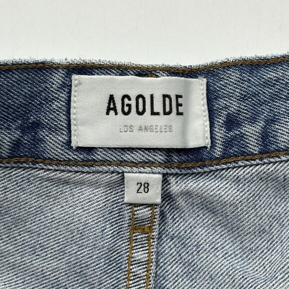 AGOLDE Parker Vintage Cut Off in Riptide Size 28 Button Fly Cotton Denim Shorts - Picture 7 of 9